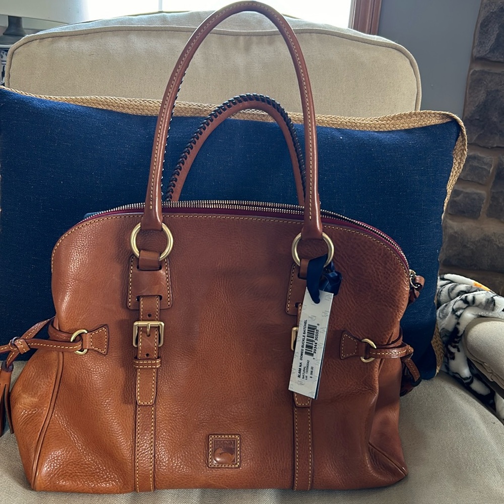 Dooney and Bourke domed buckle satchel all leather bag NWT.